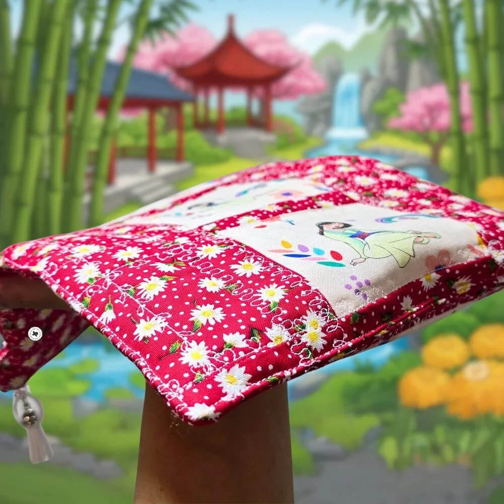 Handmade One-in-a-kind Quilted Mulan Zipper Sleeve for iPad ebook journal